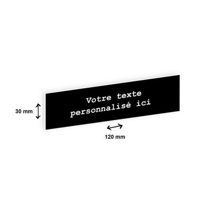 Plaque boîte à lettres personnalisée avec votre texte - 120 x 30 mm - noire - adhésivée prête à poser