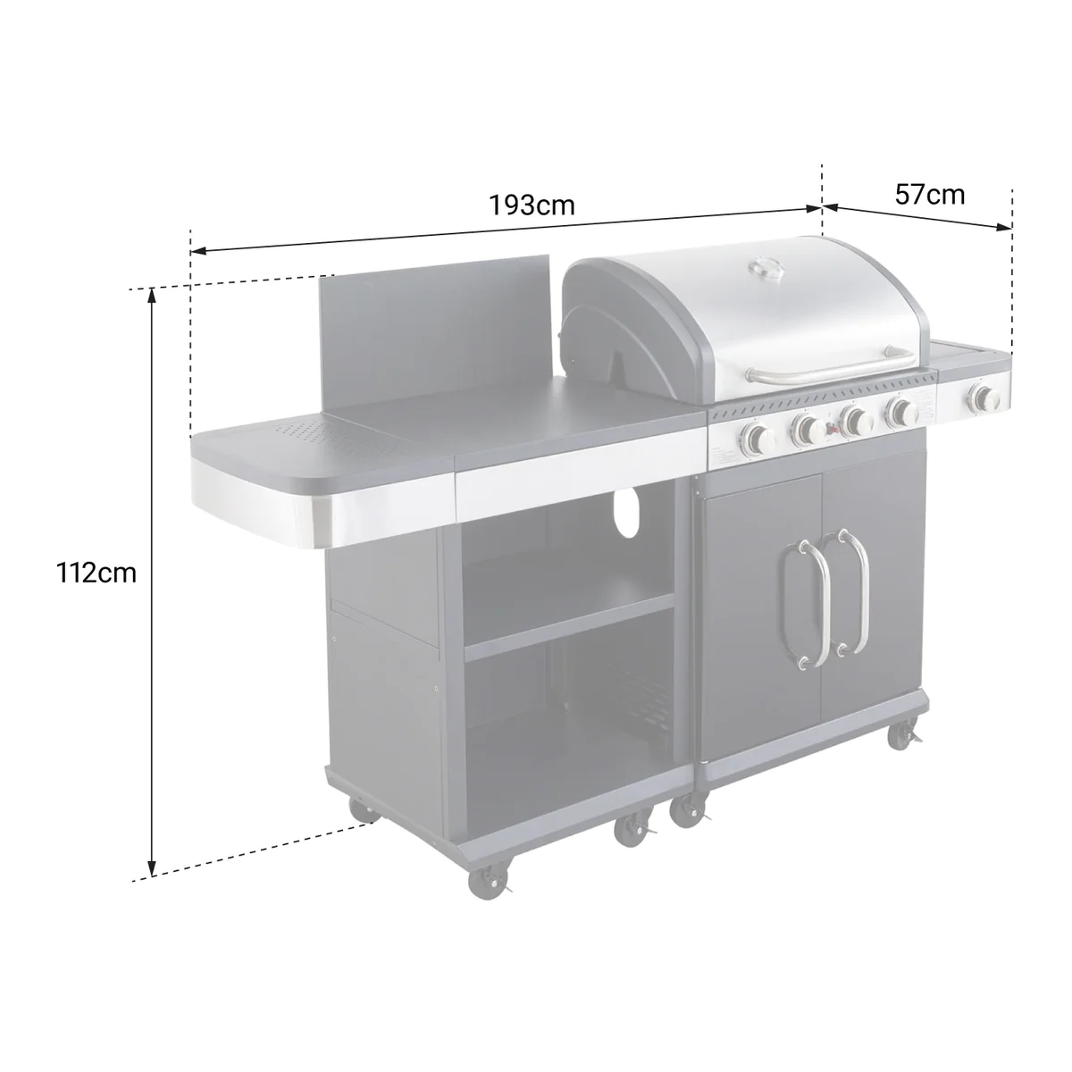 Barbecue au gaz FIDGI 4 avec desserte Cook'in Garden