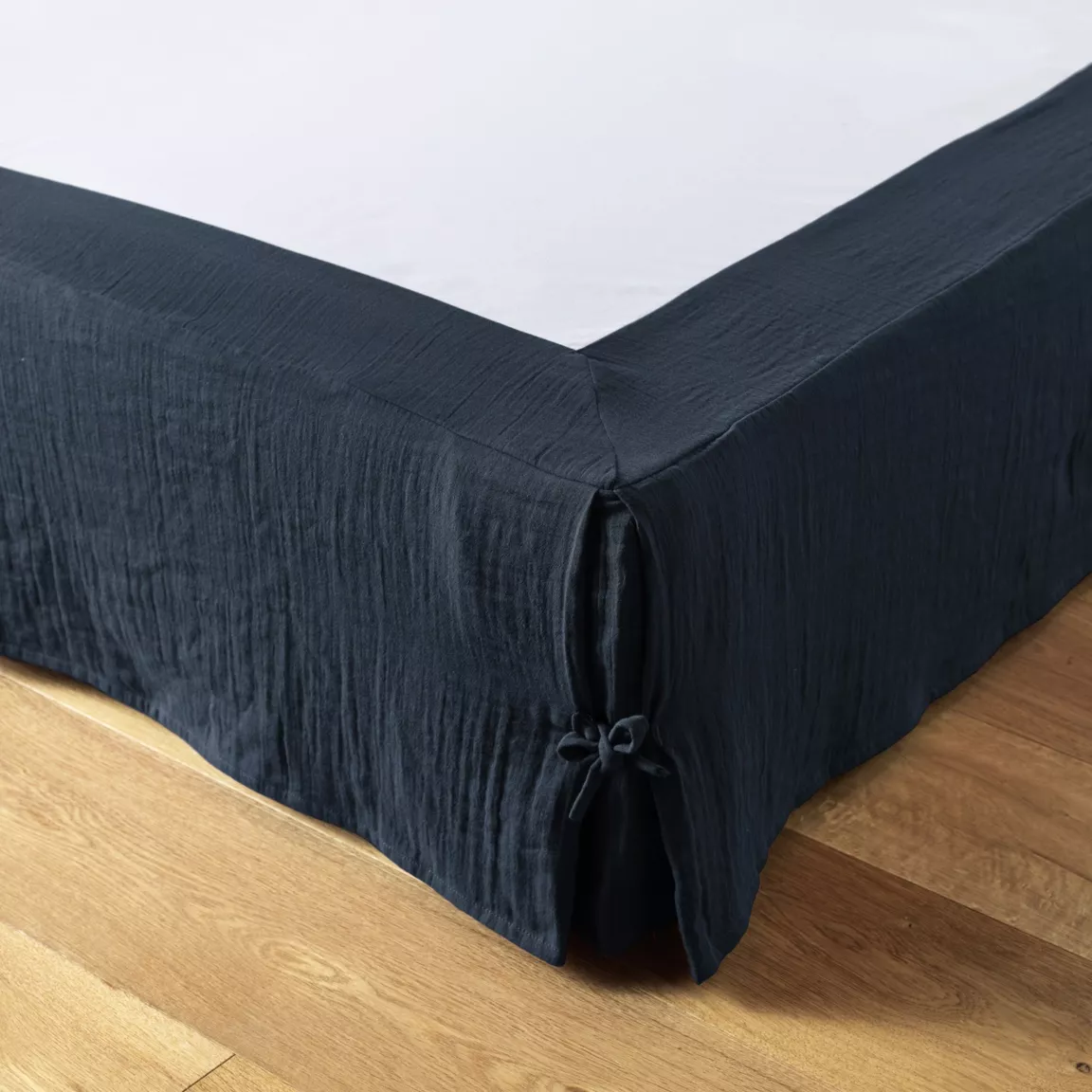 Cache-sommier Gaze de coton (160 x 200 cm) Gaïa Bleu nuit