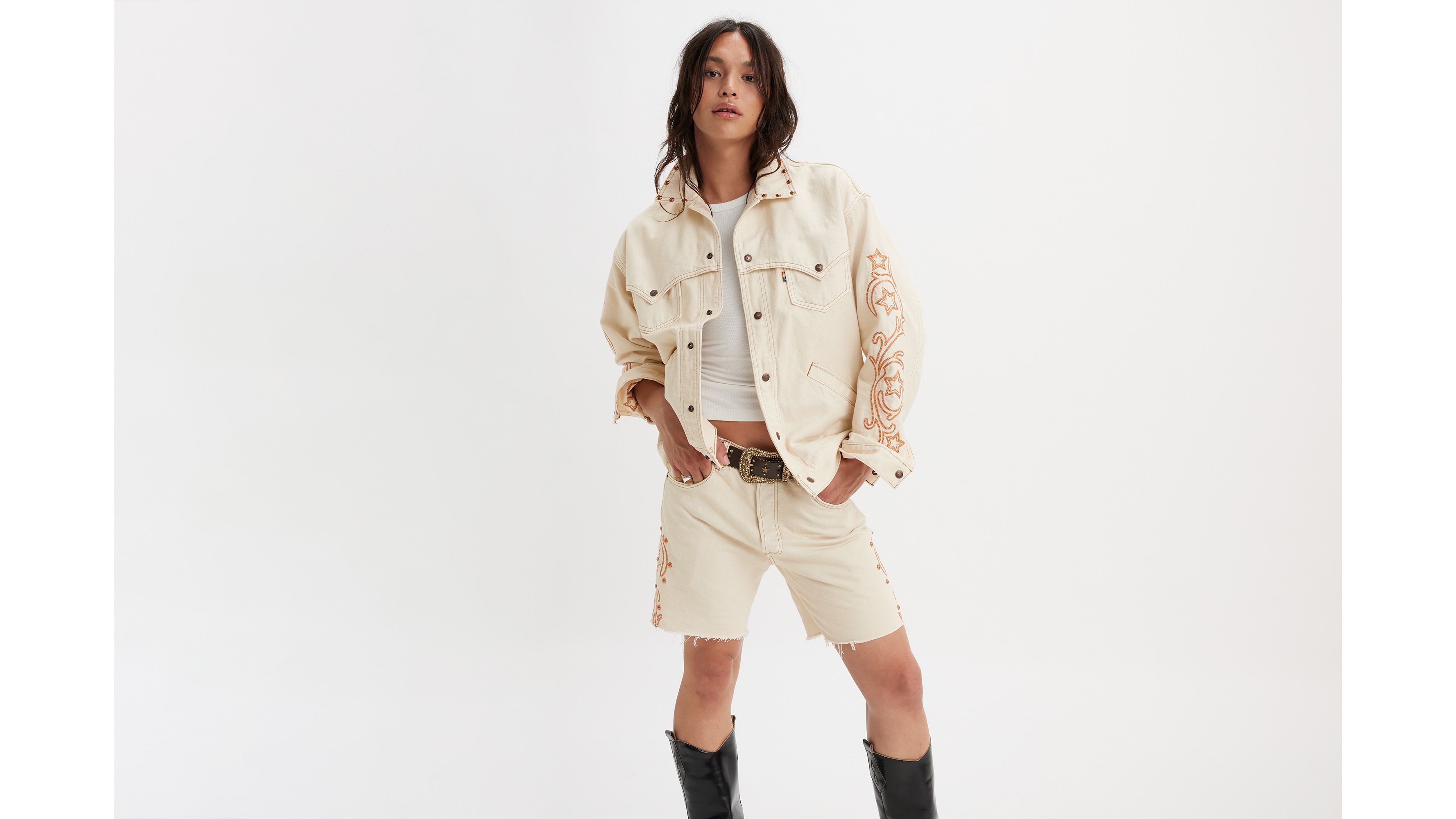 Levi's® Pride Veste Trucker Western Liberation - Rodeo Boots Trucker - Blanc