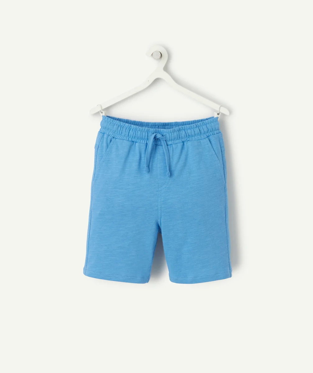 bermuda droit garçon en coton bio bleu