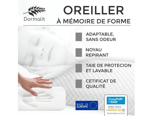 XALUCA - Pack oreiller Pack 2 oreillers confort 12 cm 80x35 - mousse à mémoire de f...