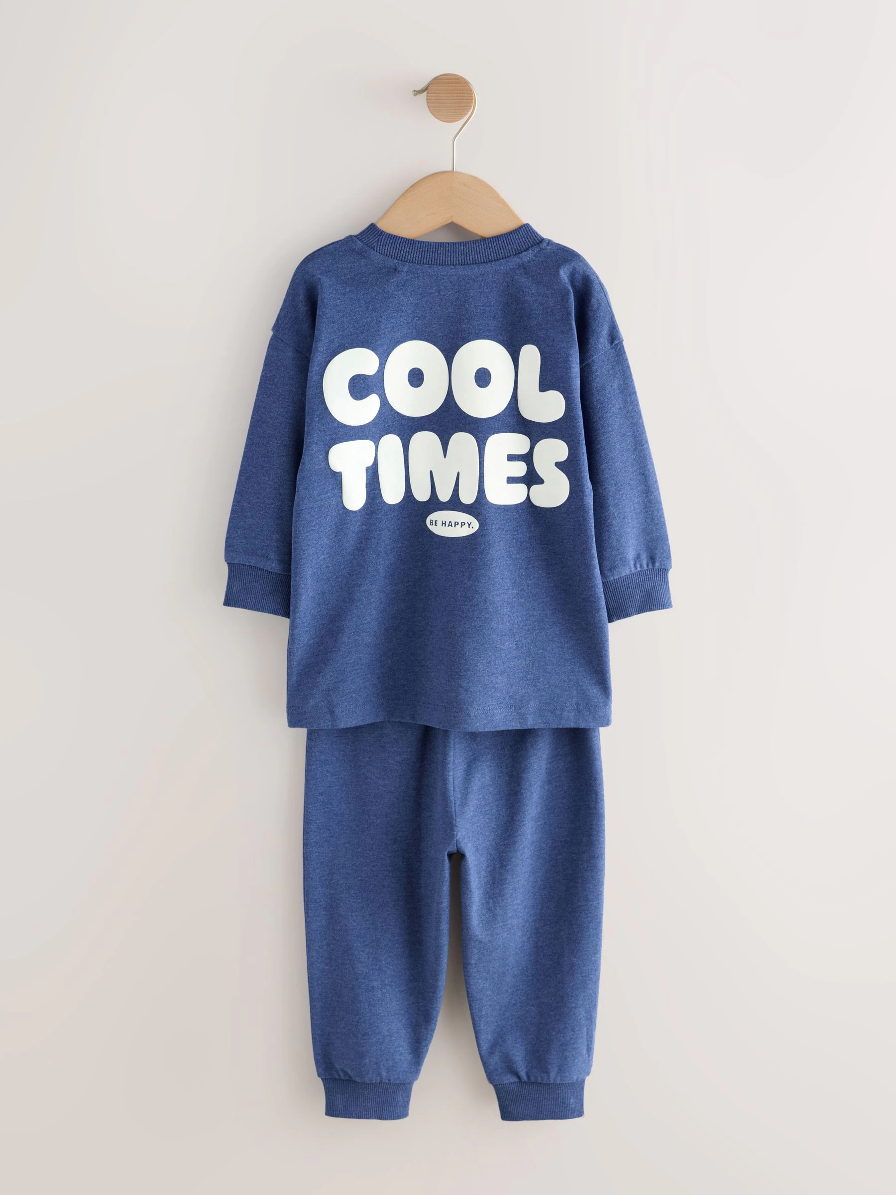Blauw/grijs met slogan - Verpakking van 3 relaxed fit pyjama's (9mnd-10jr)