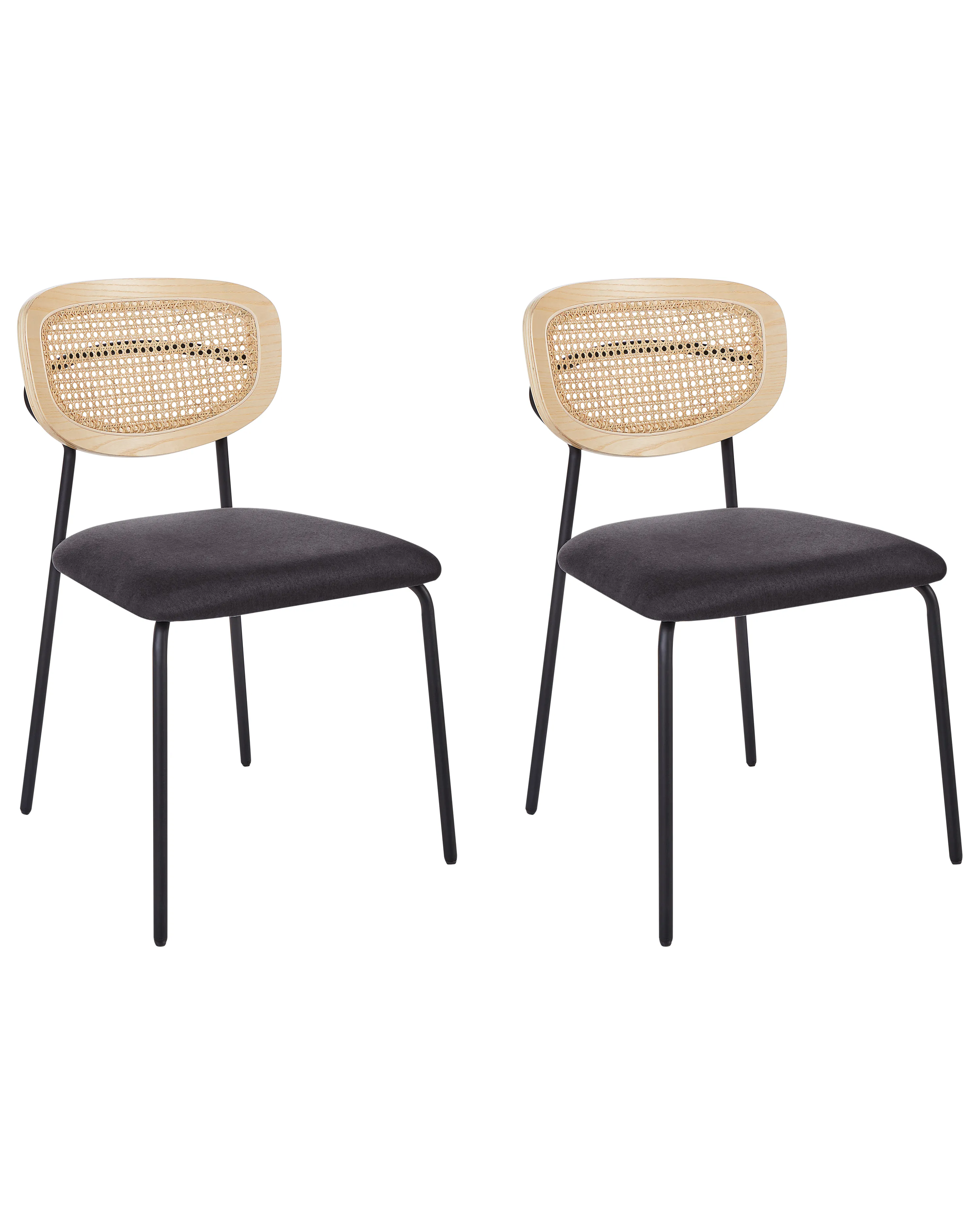 Set van 2 eetkamerstoelen MAYETTA Rotan Zwart