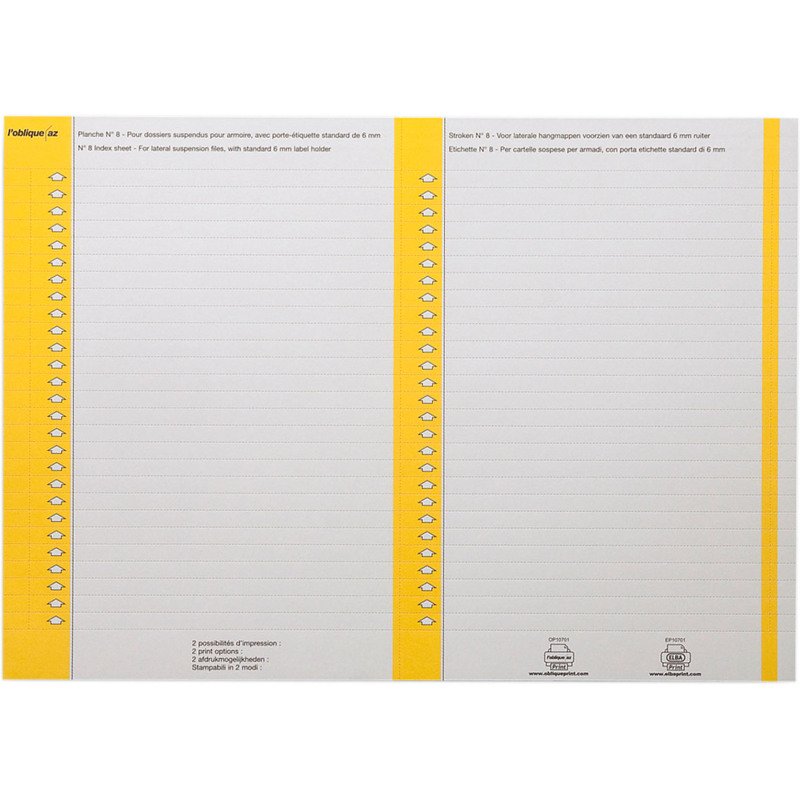Etiquette dossier suspendu armoire 6 x 137 mm Elba jaune - Paquet de 270