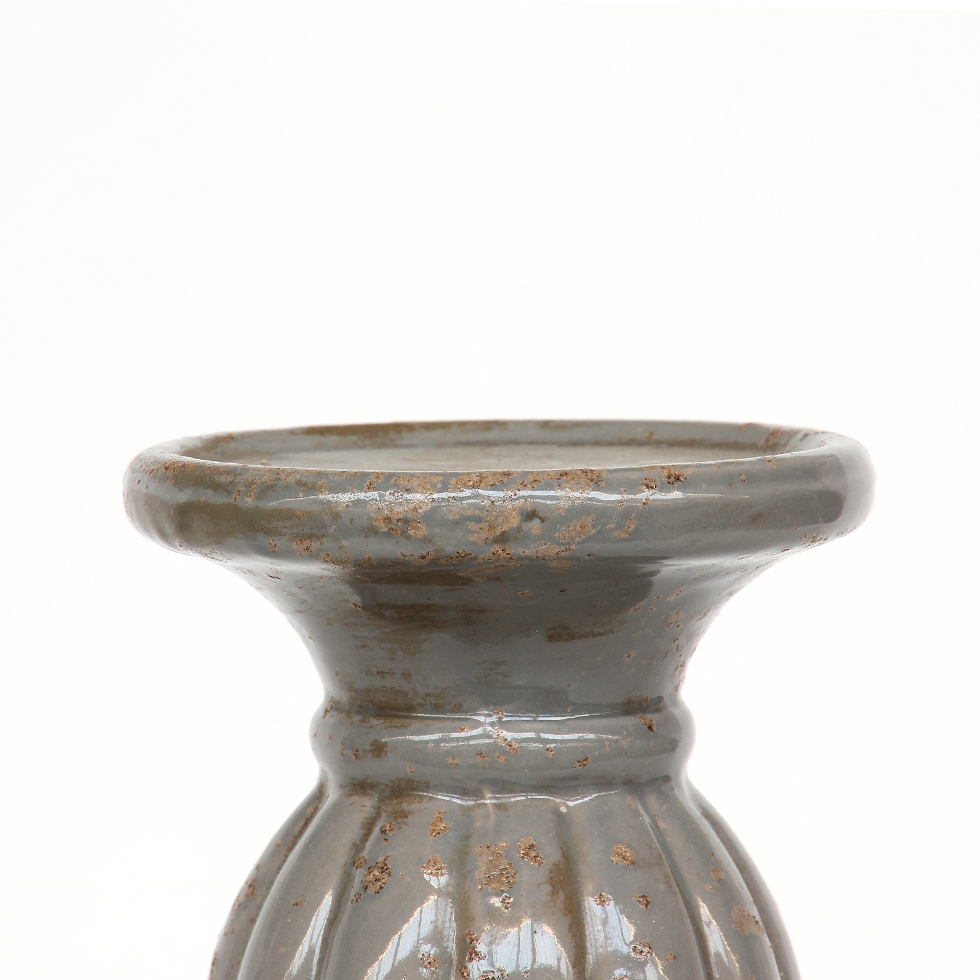 Keramik-Kerzenhalter, grau, natur, Ø 13 cm, H 39 cm von fischer's lagerhaus
