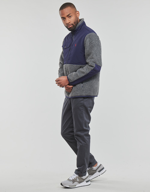Polo Ralph Lauren - POLAIRE SHERPA ZIPPEE Gris / Marino