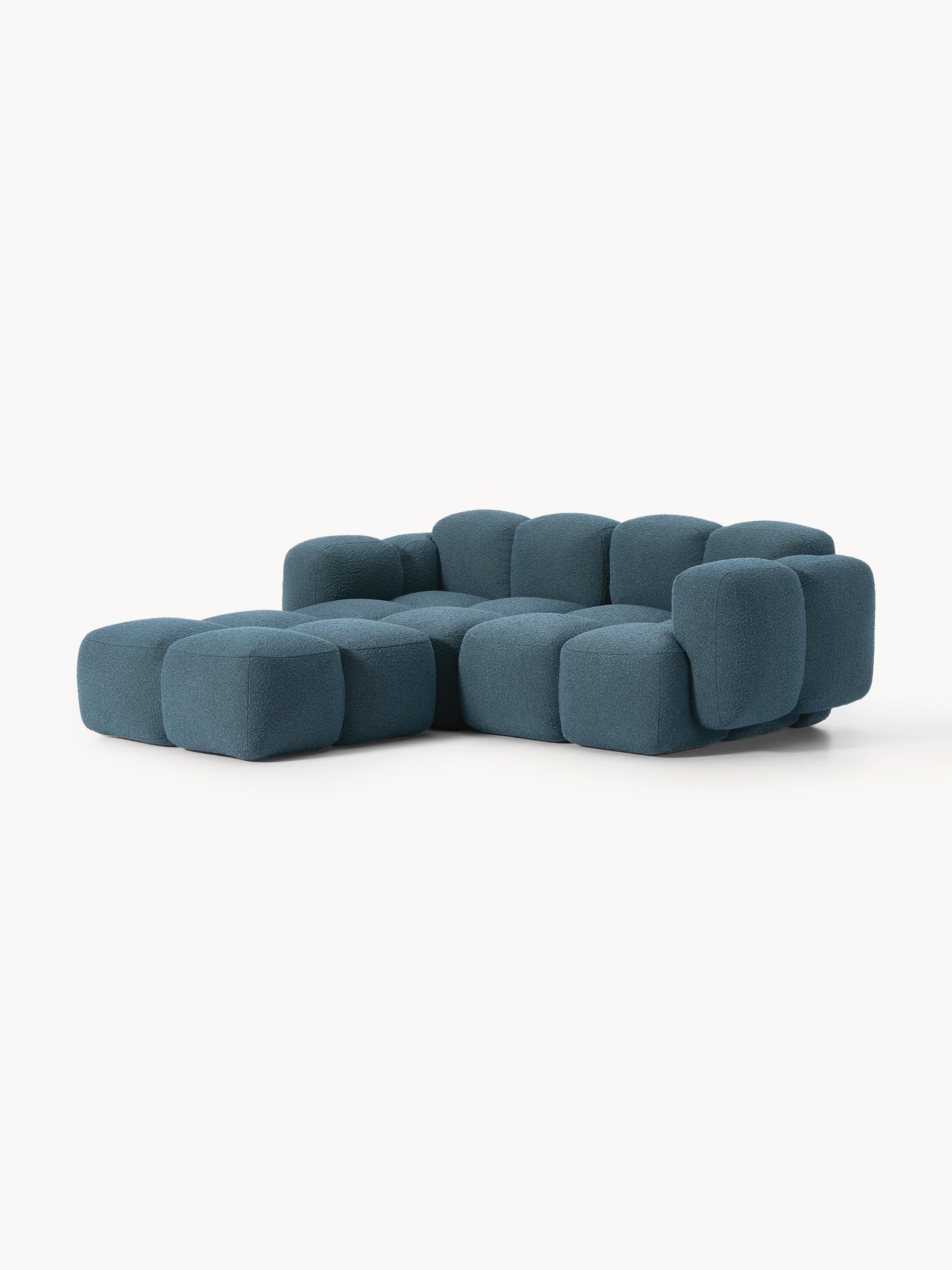 Modulaire bank Tayla (3-zits) van bouclé met poef (links/rechts)