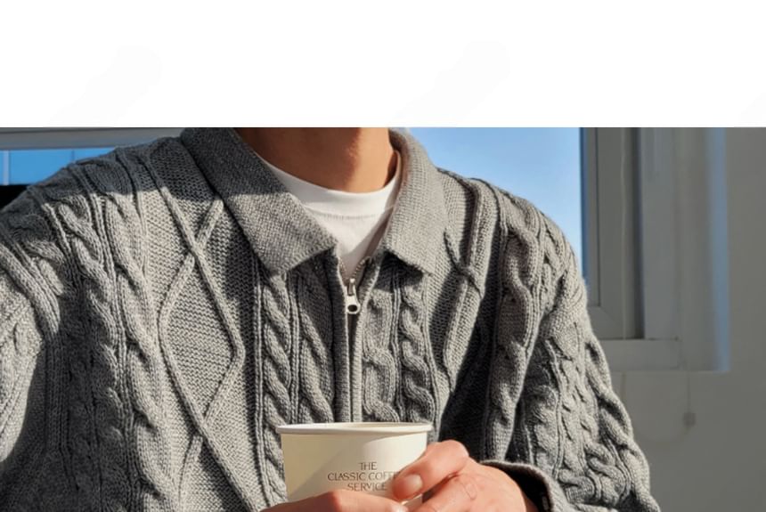 SeoulPop - Unisex kabelgebreid vest met rits