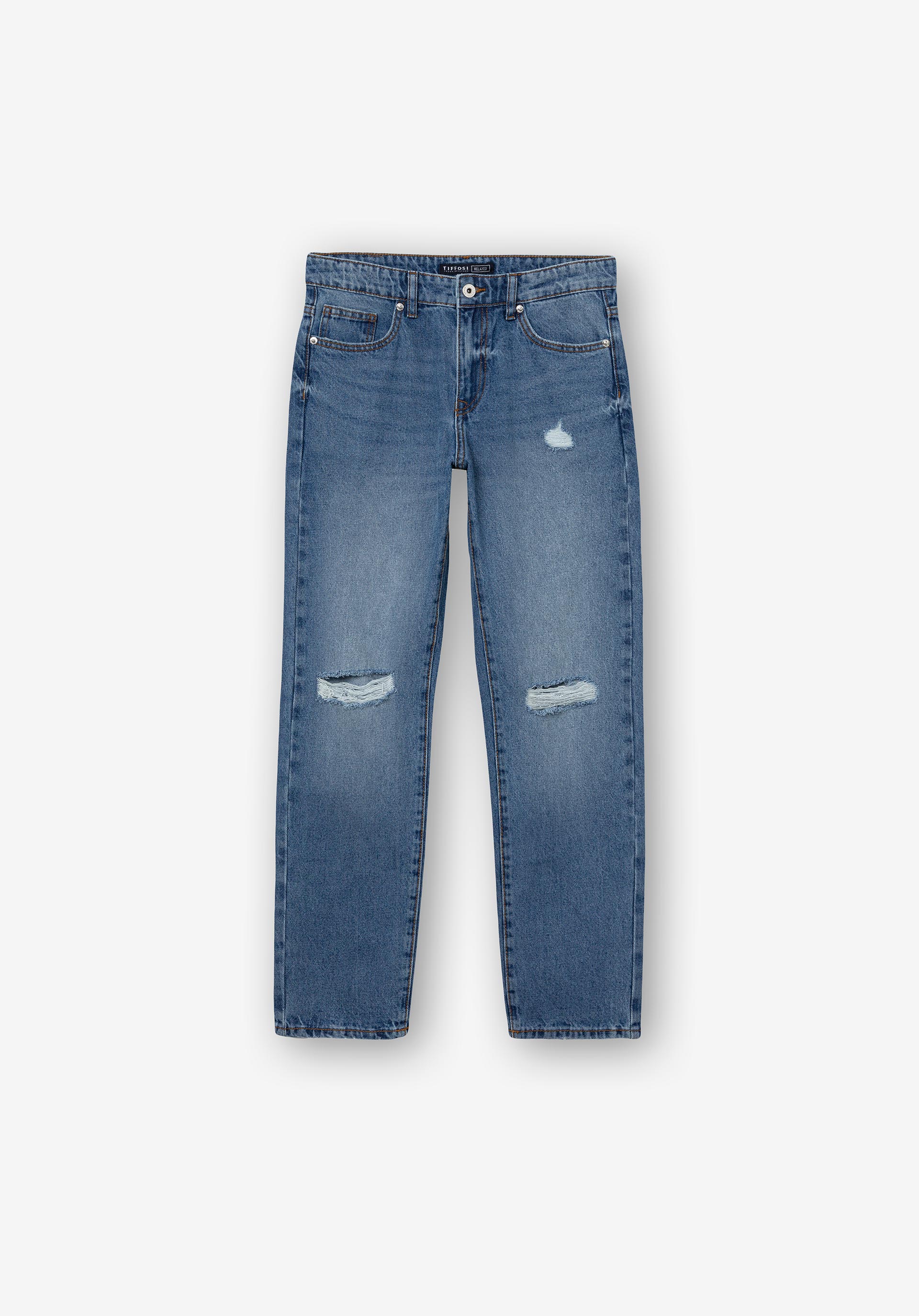 Jeans Relaxed Fit com Rasgões