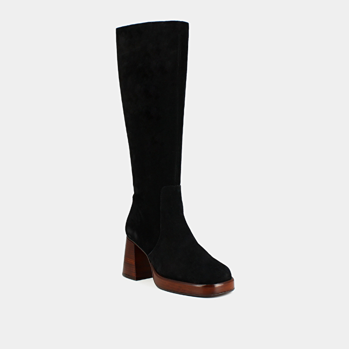 Bottes à plateformes  en croute noir