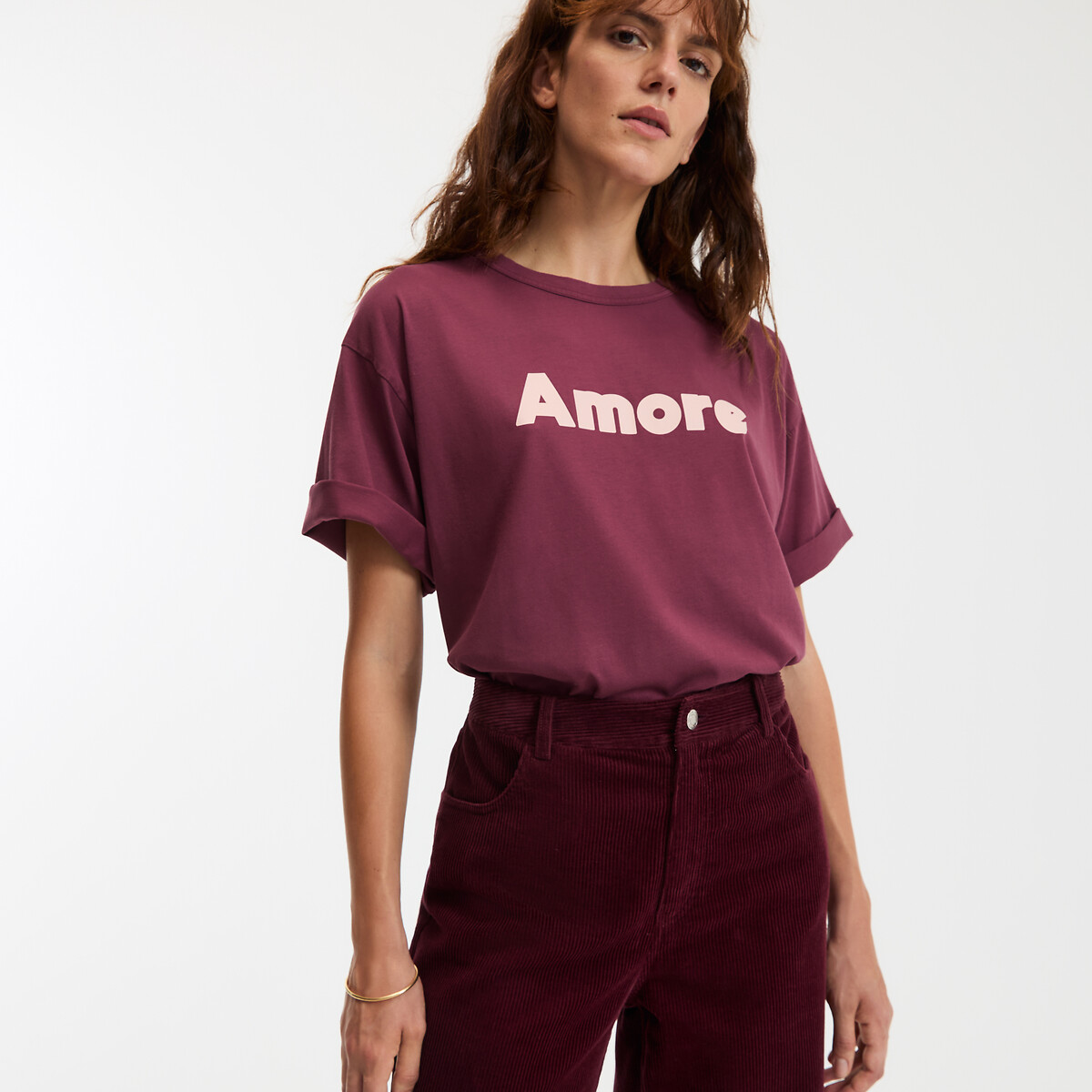 COLEÇÃO LA REDOUTE<br>Camiseta com estampa, gola redonda e mangas curtas