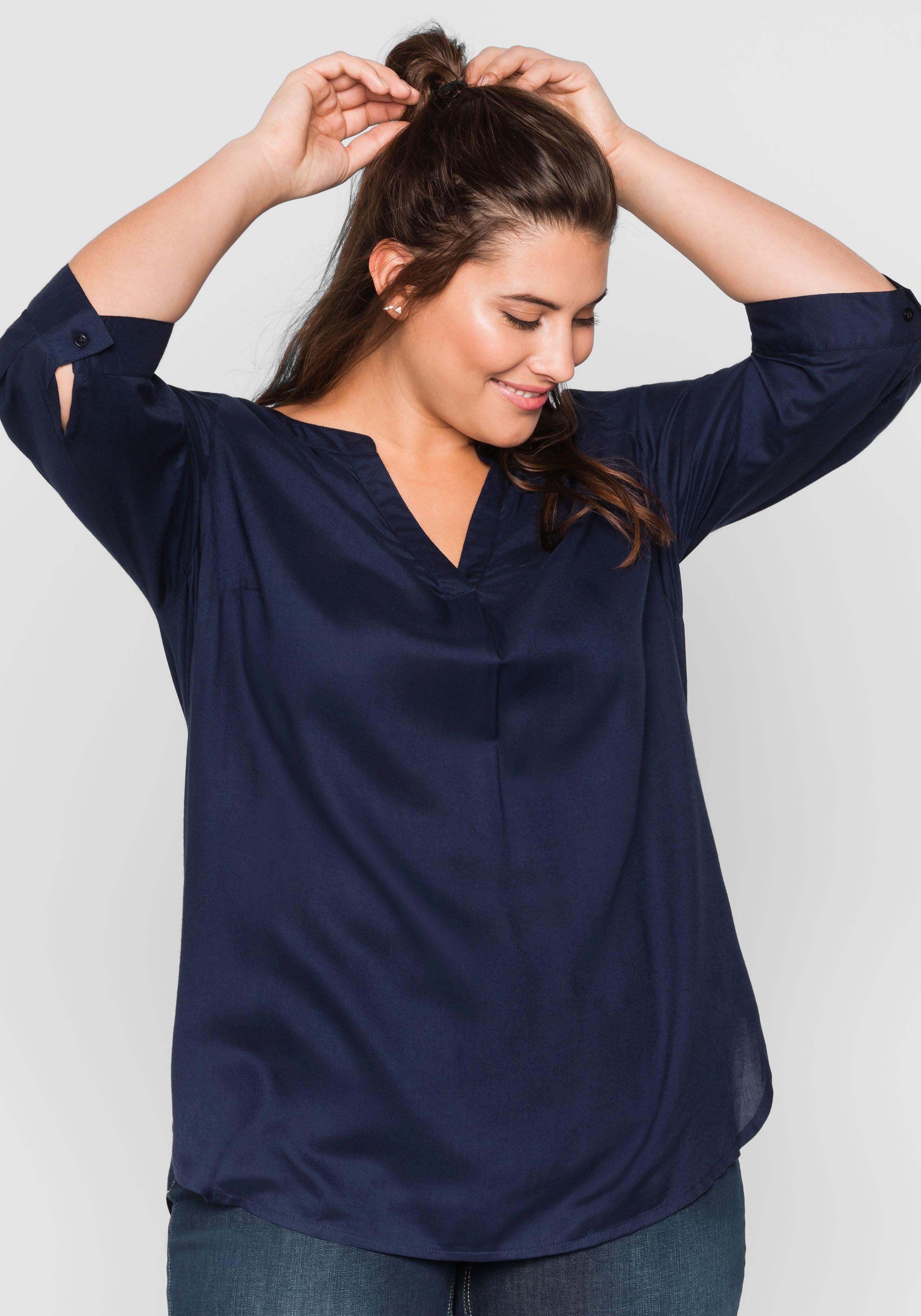 Tunika mit 3/4-Arm und gerundetem Saum