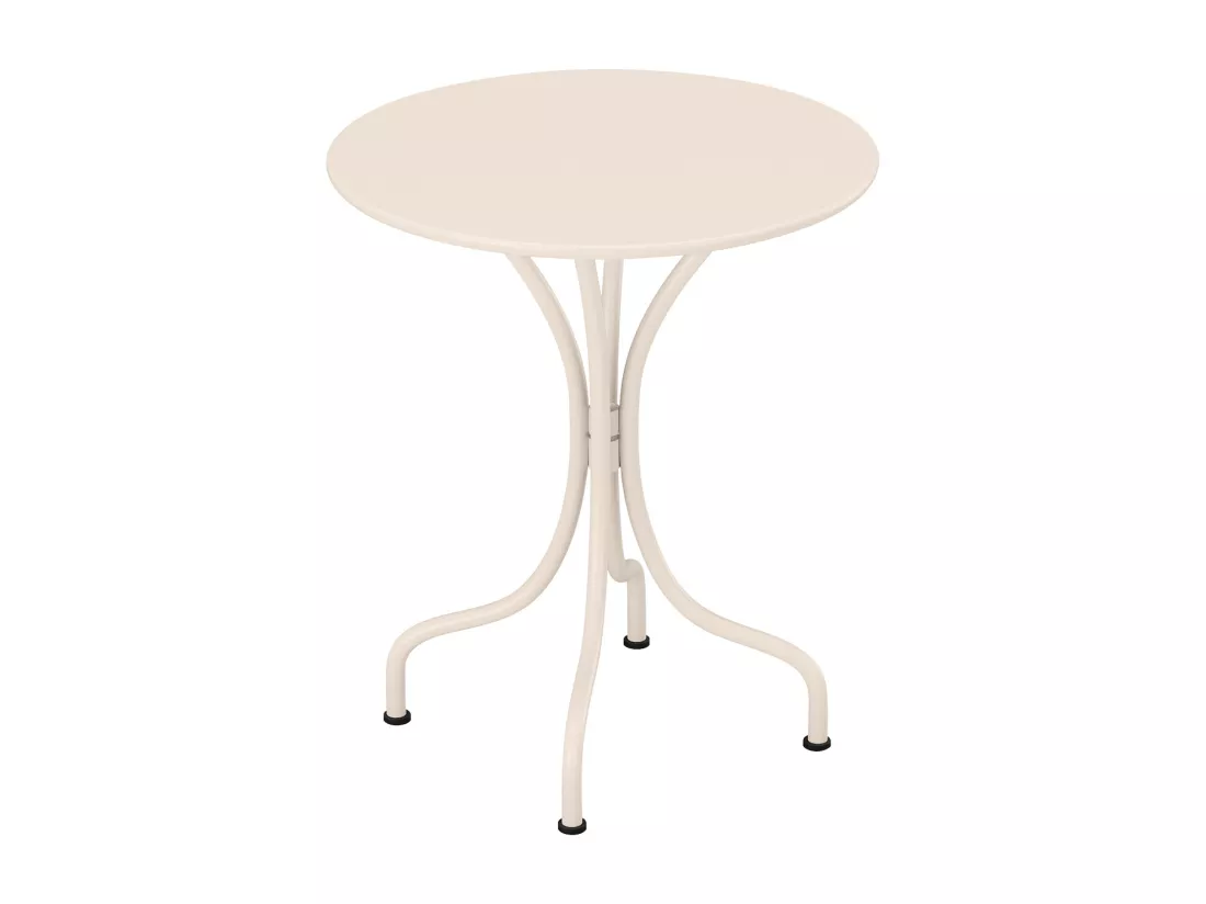 Salle à manger de jardin en métal - une table D.60cm et 2 chaises empilables - Beige - MIRMANDE de MYLIA