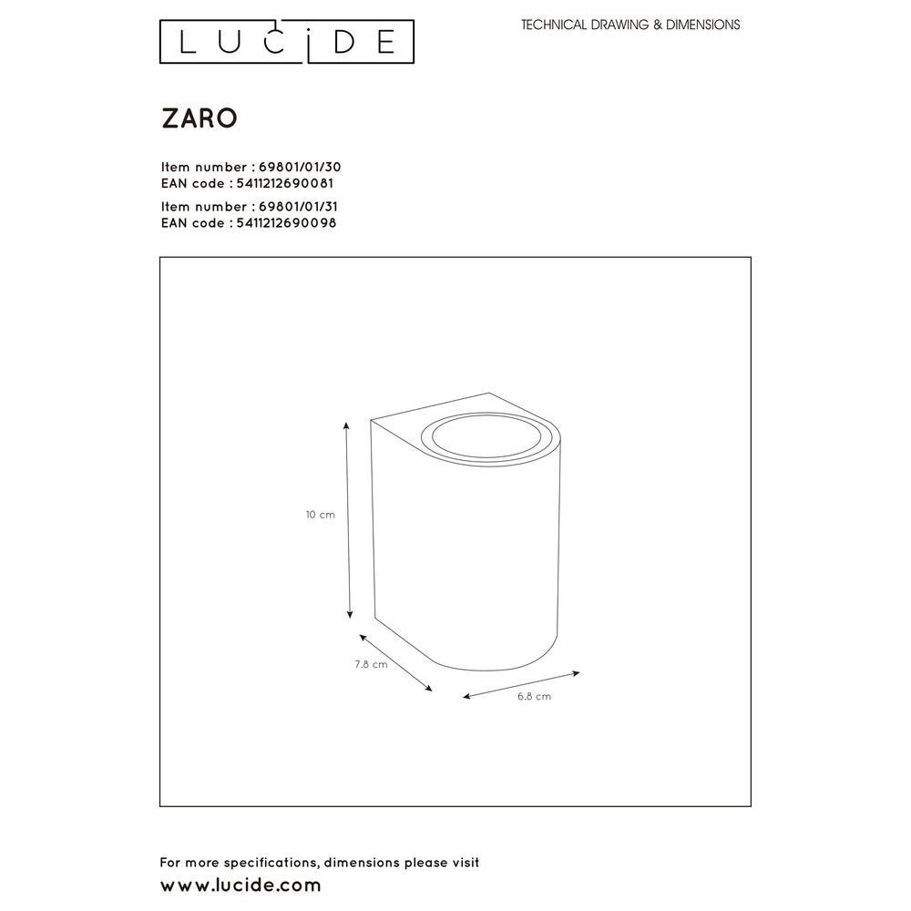 Zaro wandlamp in wit GU10 IP44 rond