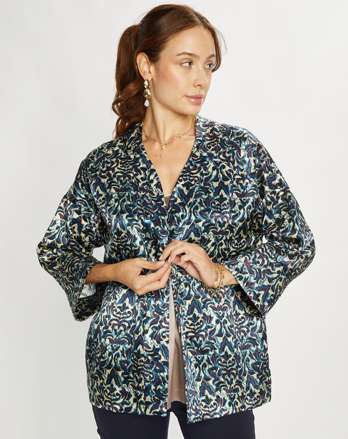 Lauren Vidal Veste Lou imprimée bleue