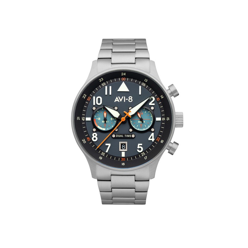 Montre homme quartz japonais AVI-8 - Bracelet acier - Date