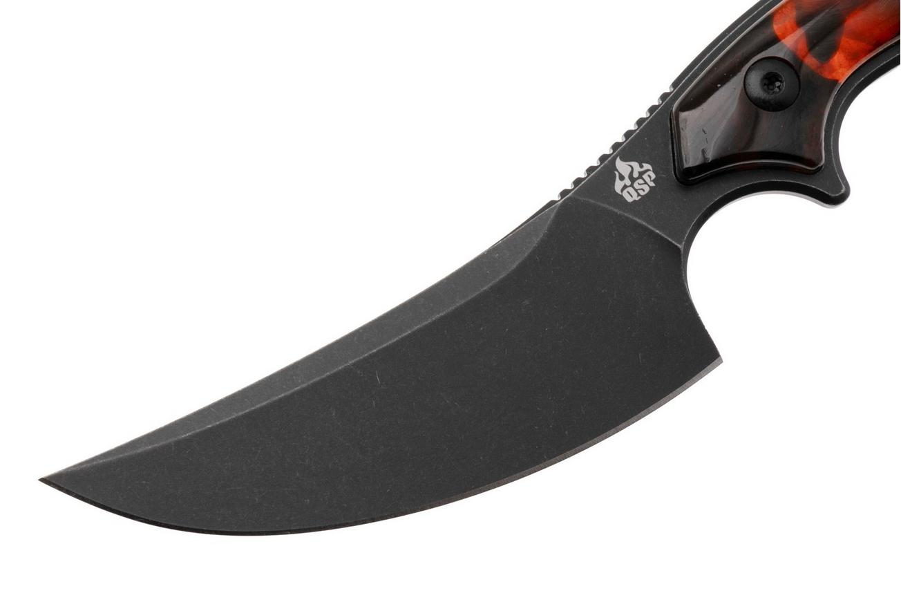 QSP Knife Viper QS166-C2 Blackwashed 10Cr15MoV, Tortoise Resin, vaststaand mes