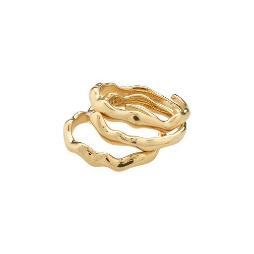 Pilgrim Penelope Recycled 3-pak Ringe, Gold Plated