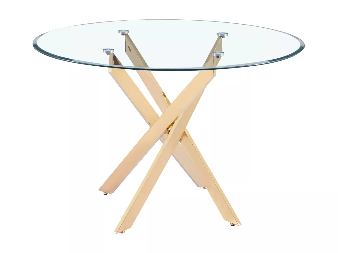 Table repas jessica gold transparent 120x90 cm