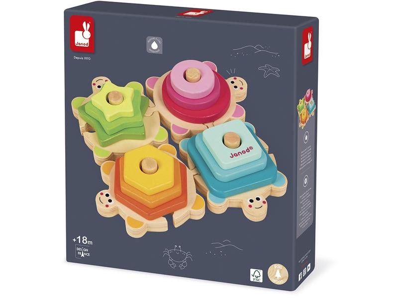 Janod Steckspiel Schildkröten Holz-Steckpuzzle Schildkröten