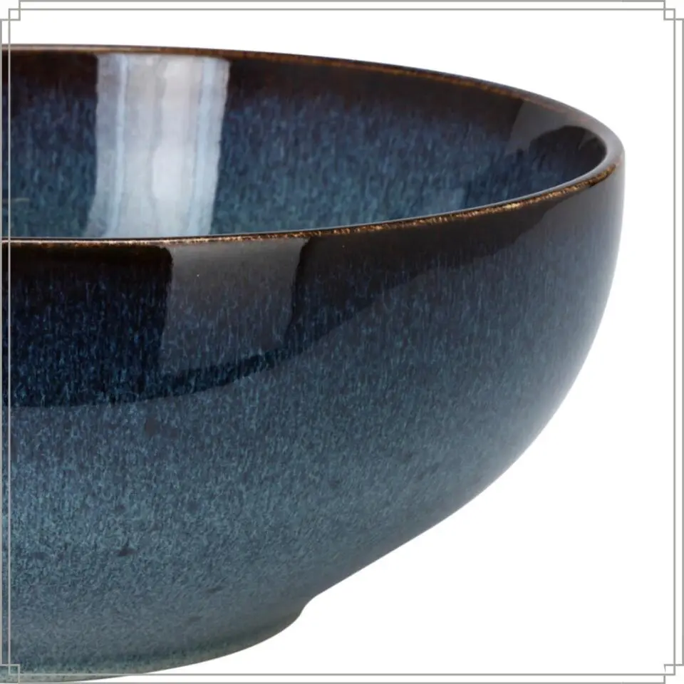 OTIX Saladeschaal Diep Serveerbord Schaal Blauw 25cm Aardewerk EBONY
