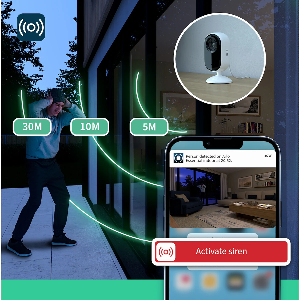 Arlo Essential 2K innendørs sikkerhetskamera (2-pakning)