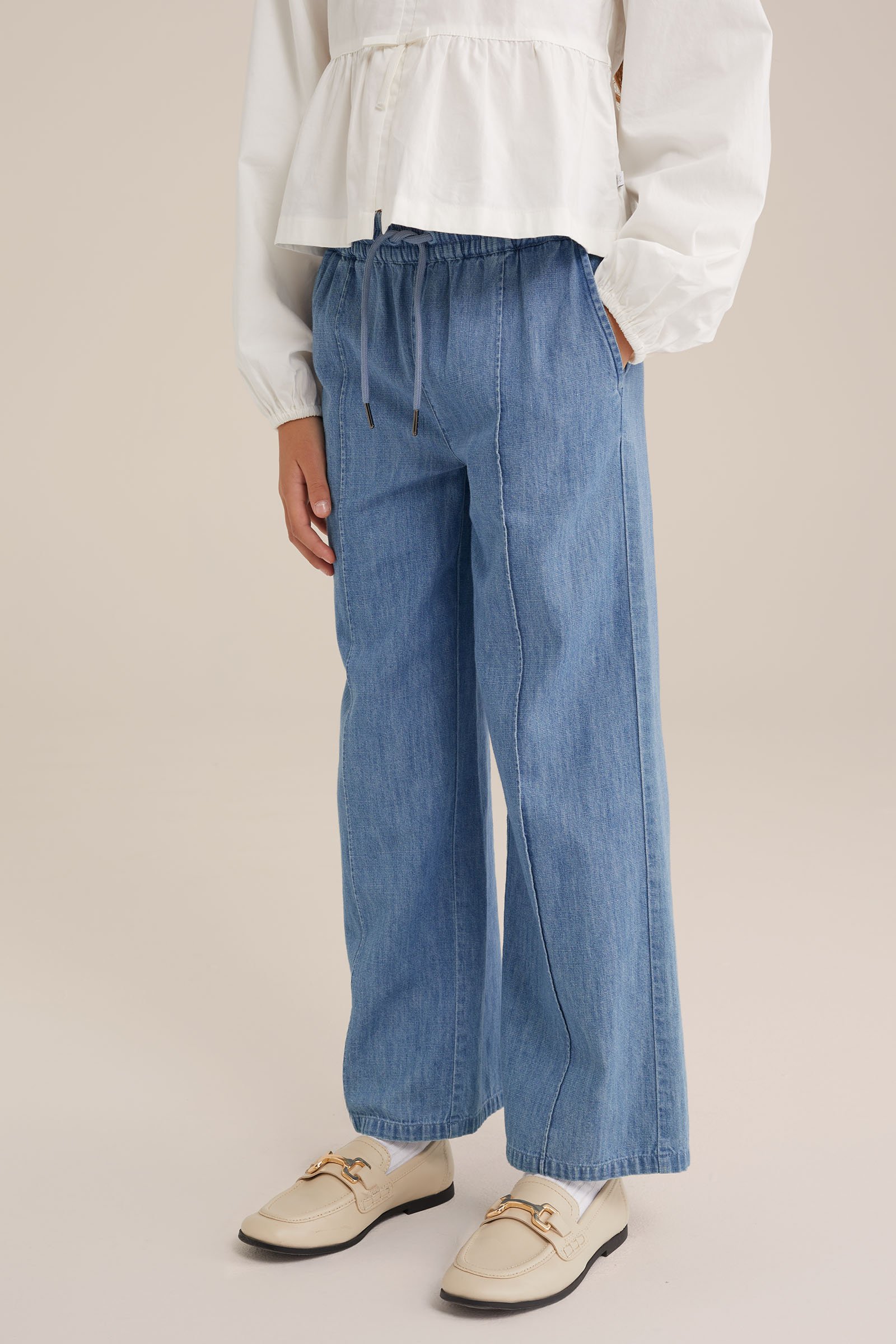 Meisjes denim straight fit  broek Blue Ridge Lichtblauw