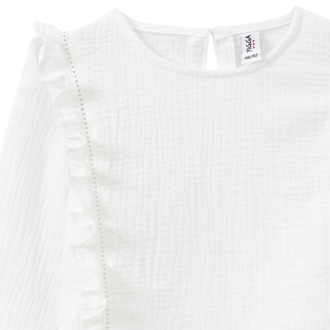 Yigga Mädchen Musselin-Bluse mit Rüschen weiss