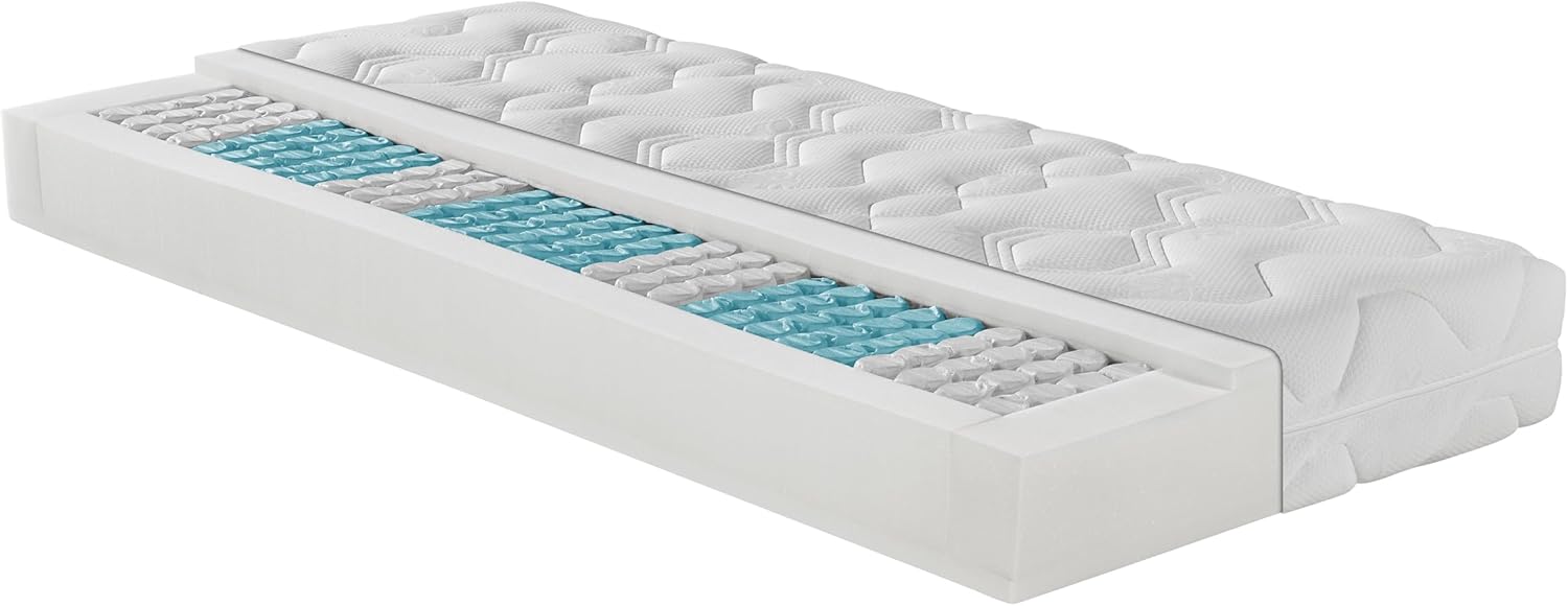 Irisette Lotus orthopädische 7-Zonen 500er Tonnentaschenfederkernmatratze, Härtegrad 3 (mittelfest), 90 x 200 cm, Öko-Tex zertifiziert, produziert nach deutschem Qualitätsstandard