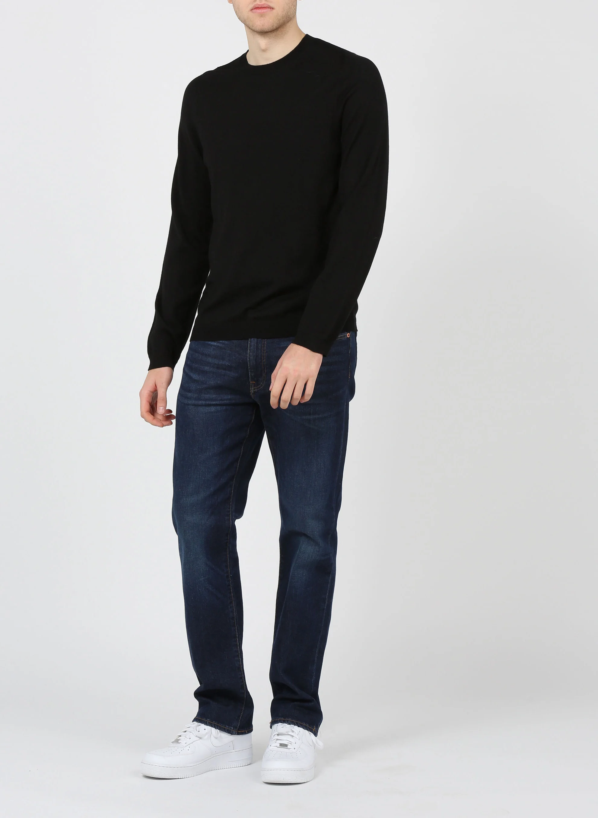 FLEX - Pull col rond regular-fit en laine | Noir