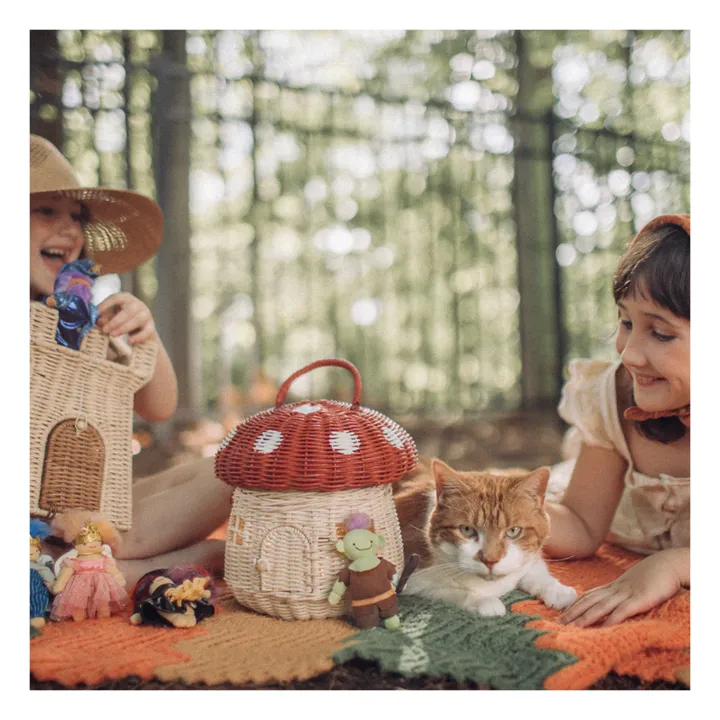 Olli Ella Panier Champignon en rotin | Rouge
