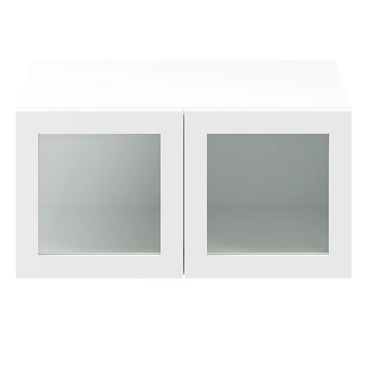 Meuble mural portes battantes vitrées blanches GoodHome Atomia H. 37,5 x L. 75 x P. 37 cm