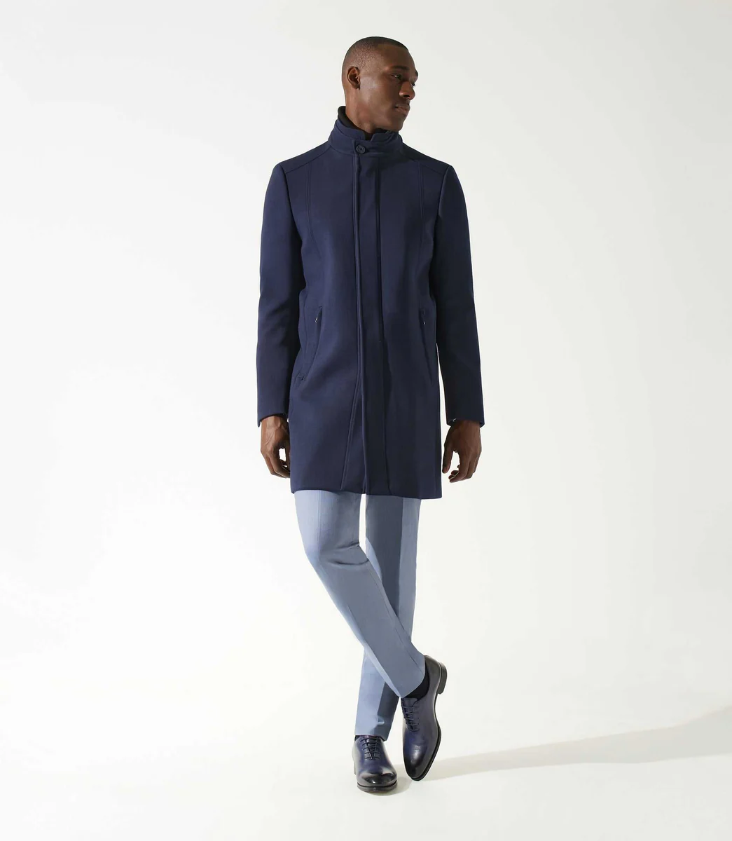 Manteau ville laine bleu marine INEON