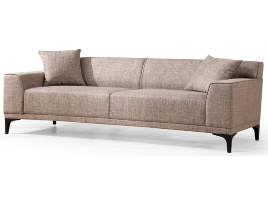 CONCEPT1 - Canapé tissu Petra 3 places fauve 215 x 86 x h87