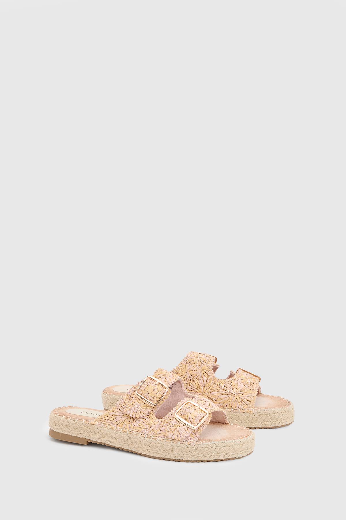 Oasis Sandales Plates Eva Style Espadrilles Brodées Avec Détail Boucle