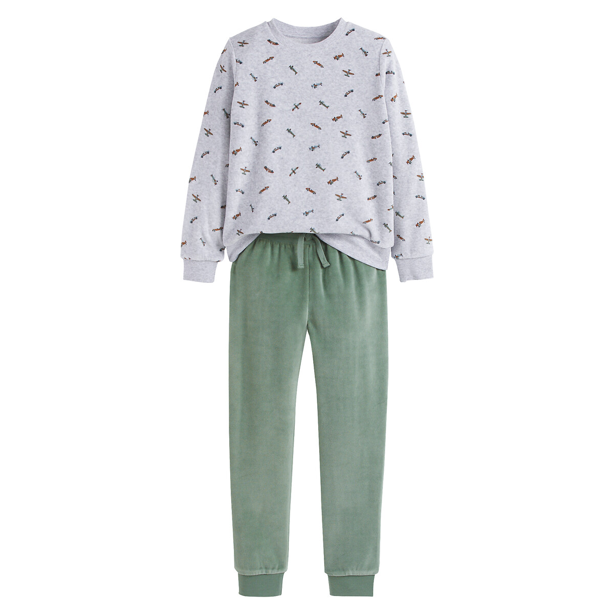 COLEÇÕES LA REDOUTE<br>Pijamas de veludo com estampas de aviões e carros
