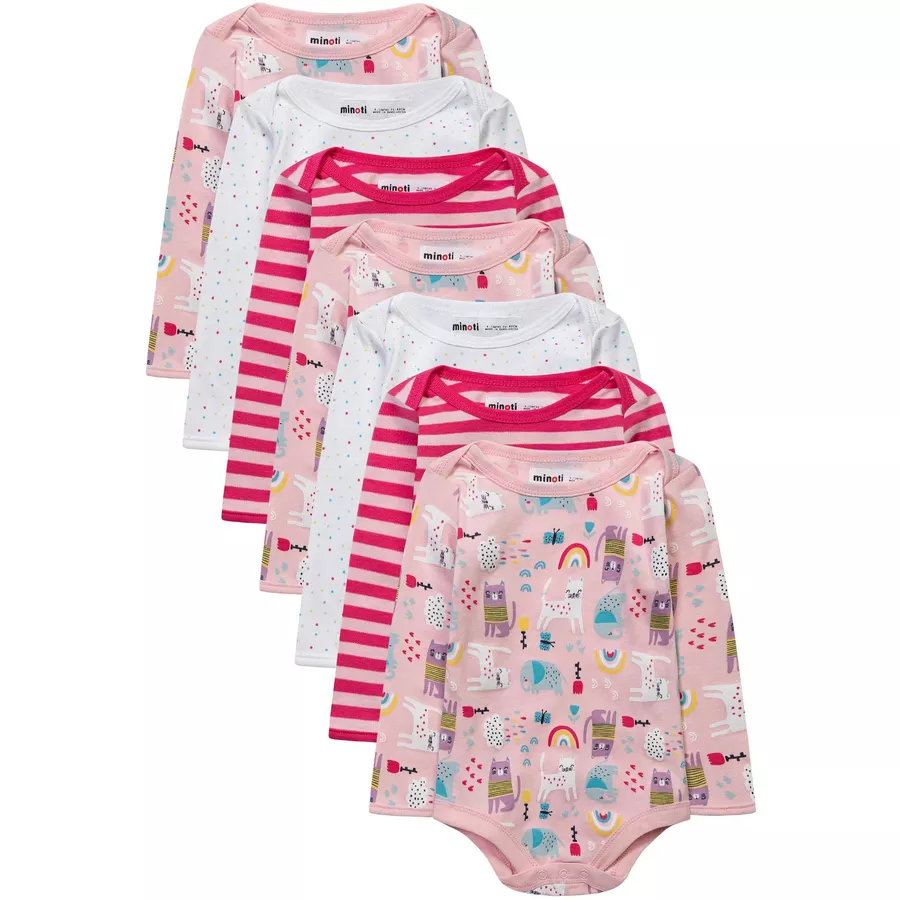 MINOTI 7er-Pack Bodys RosaWeiß