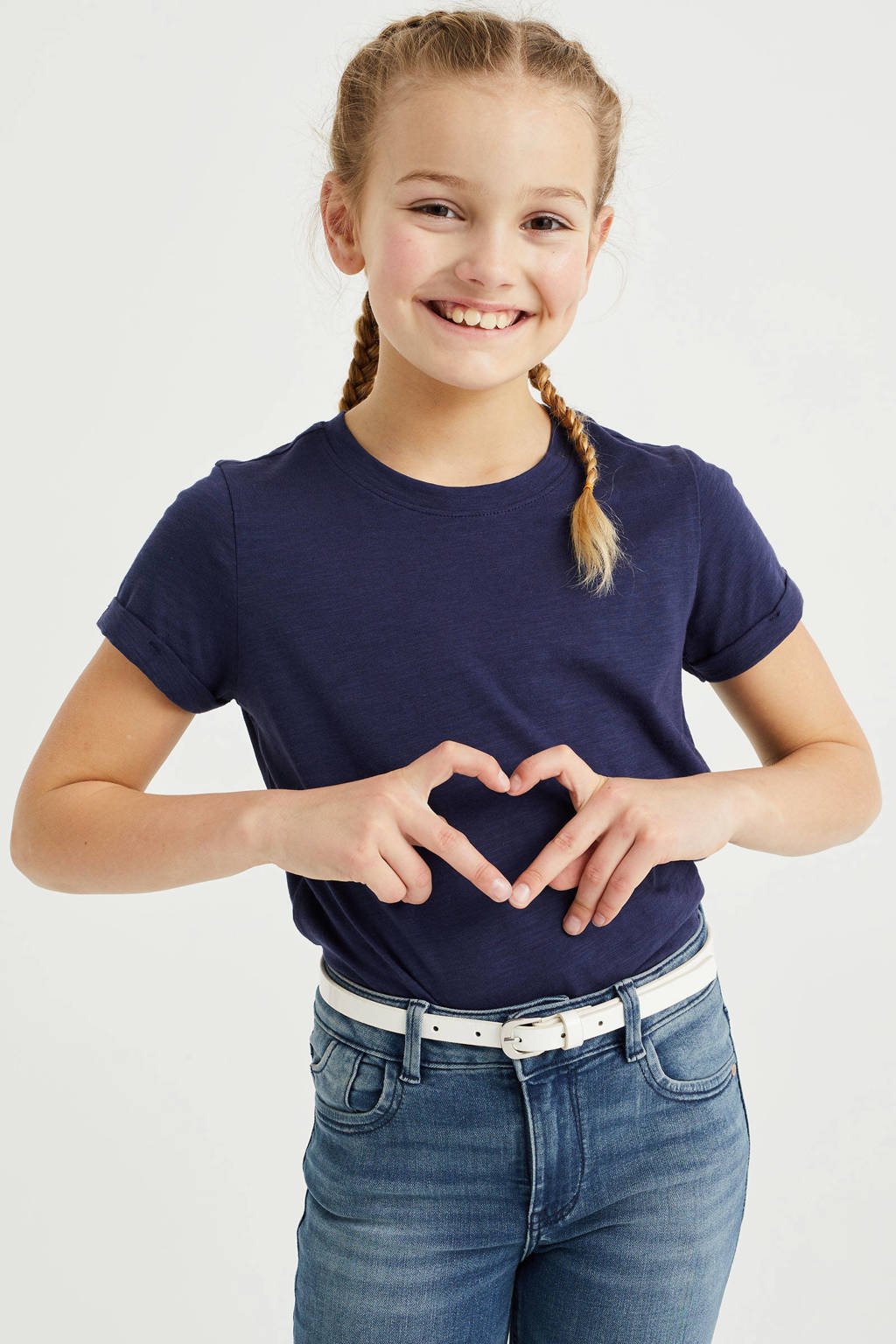 WE Fashion T-shirt van katoen donkerblauw