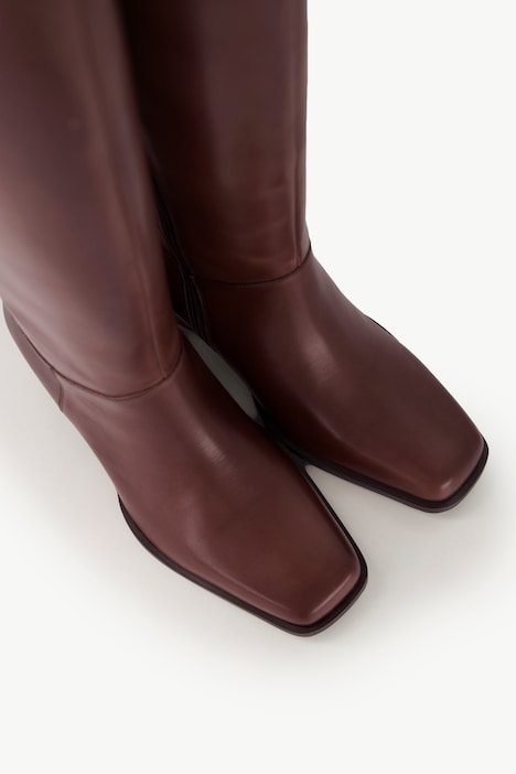 Lederstiefel, XXXL-Schaft, Elastikeinsatz, Weite H