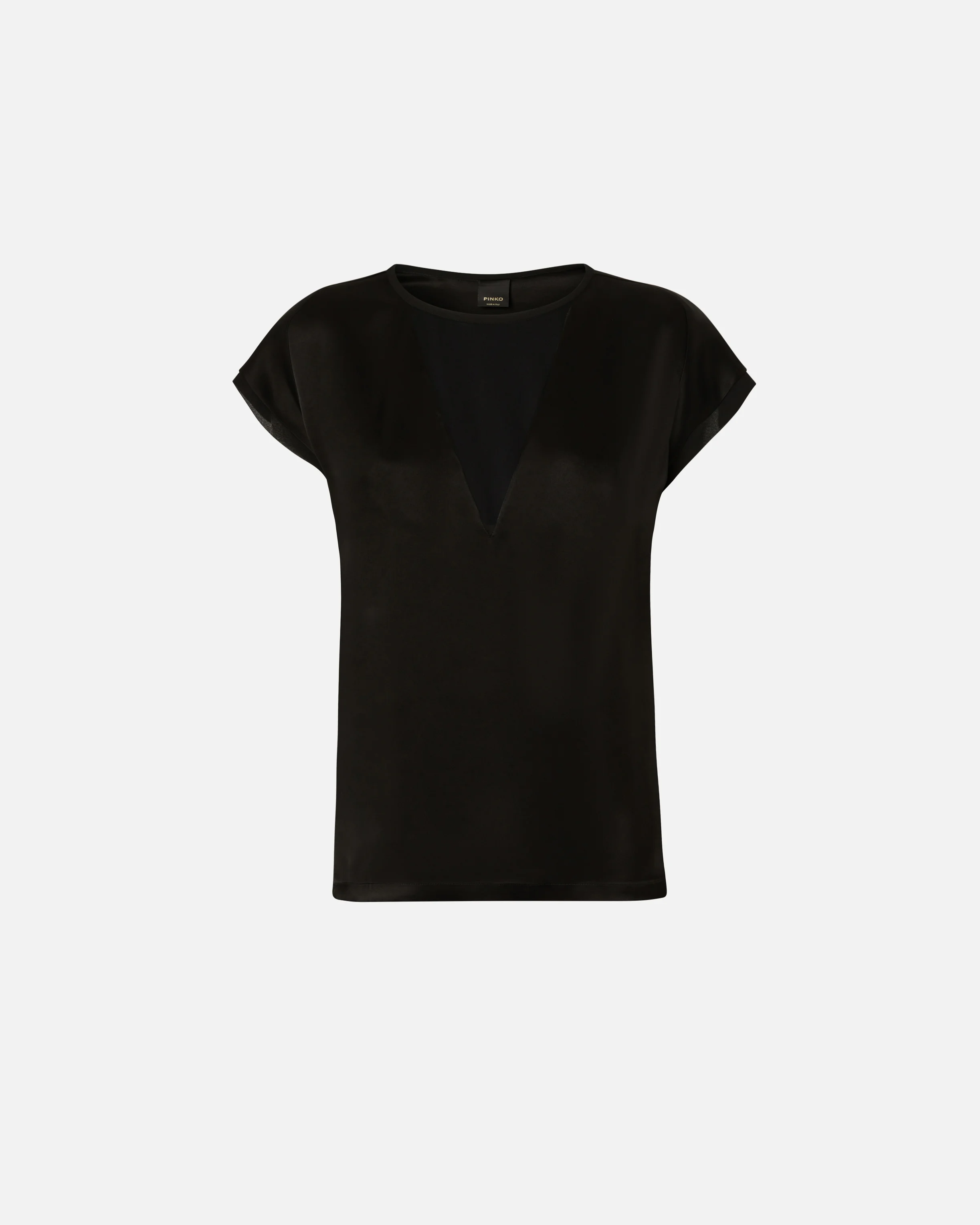 Blouse façon t-shirt et crêpe georgette | Noir