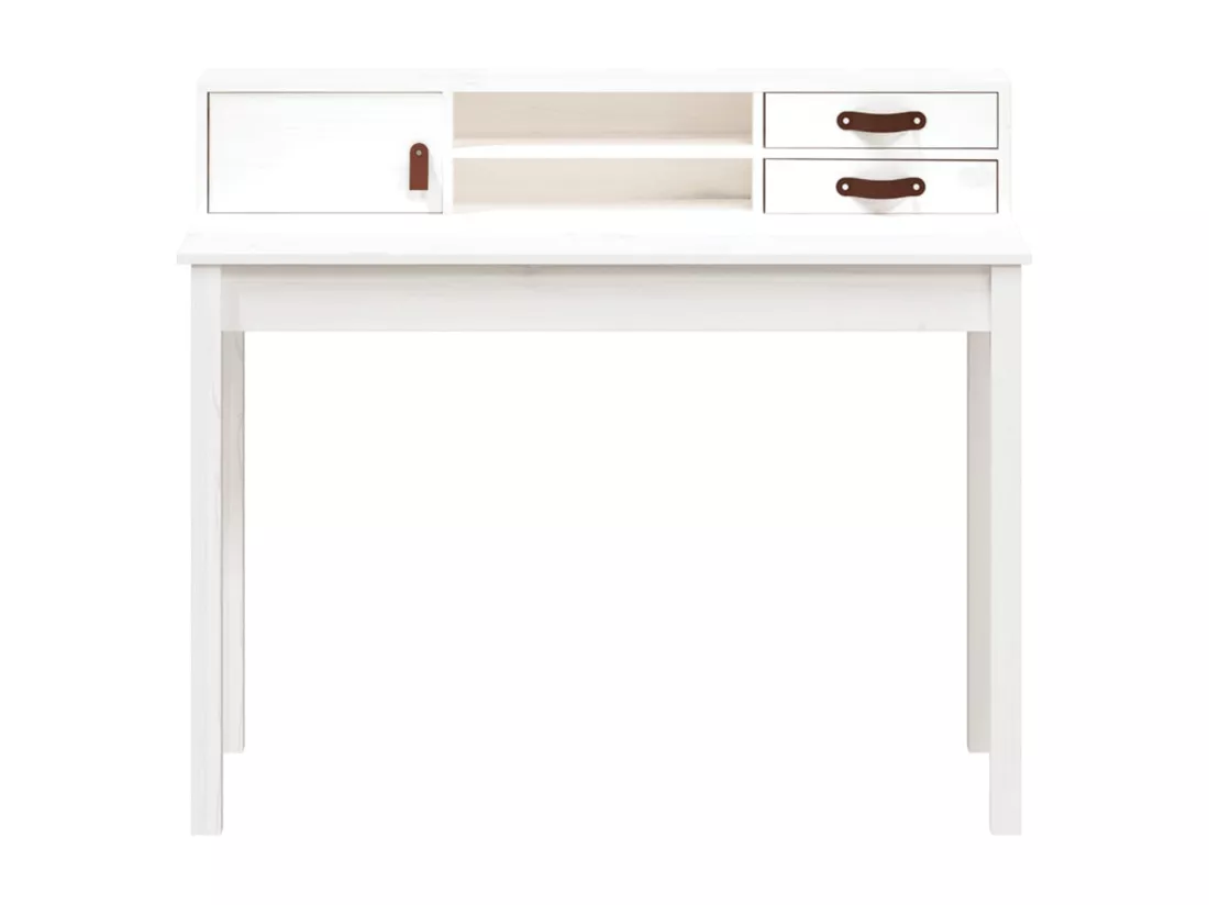 Bureau Blanc 110x50x93 cm Bois massif de pin
