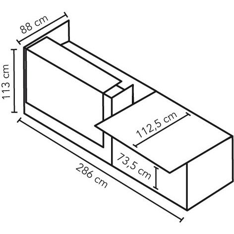 Banque d'accueil droite Jana blanc/anthracite L 286 cm avec module bas à gauche
