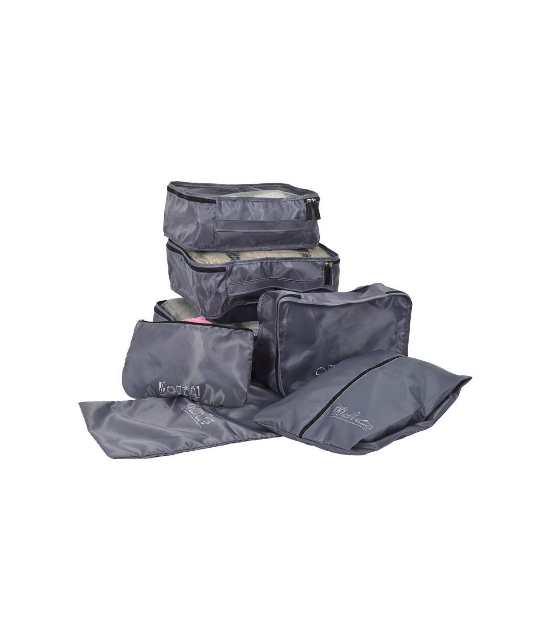 Paris Prix - Organisateur De Valise 7 éléments 40cm Gris
