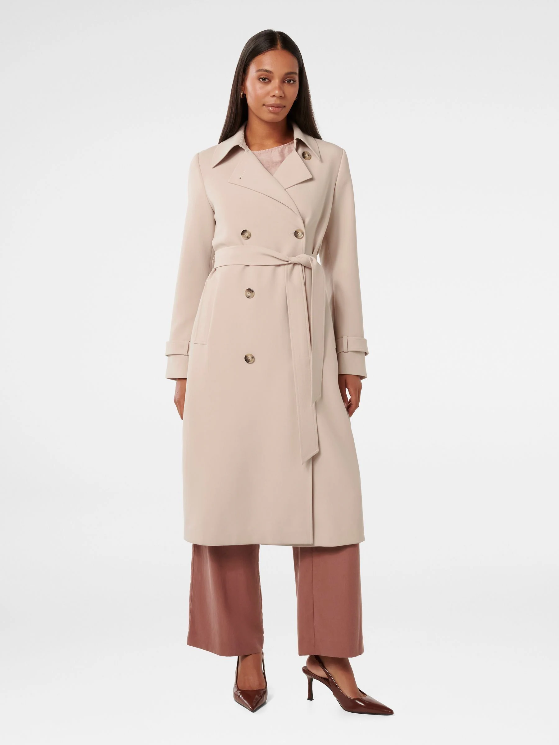 Crème - Forever New Leanne Crepe Trench Coat