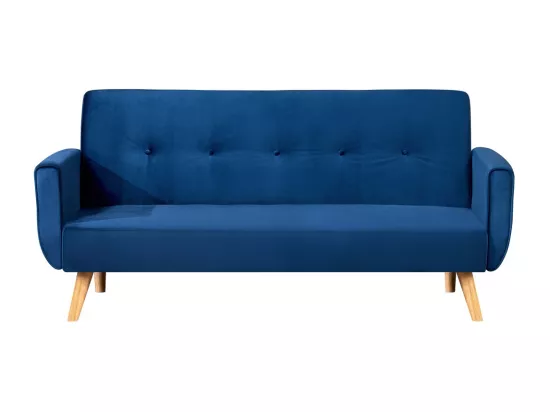 Canapé scandinave convertible 3 places velours bleu nuit BERLIN
