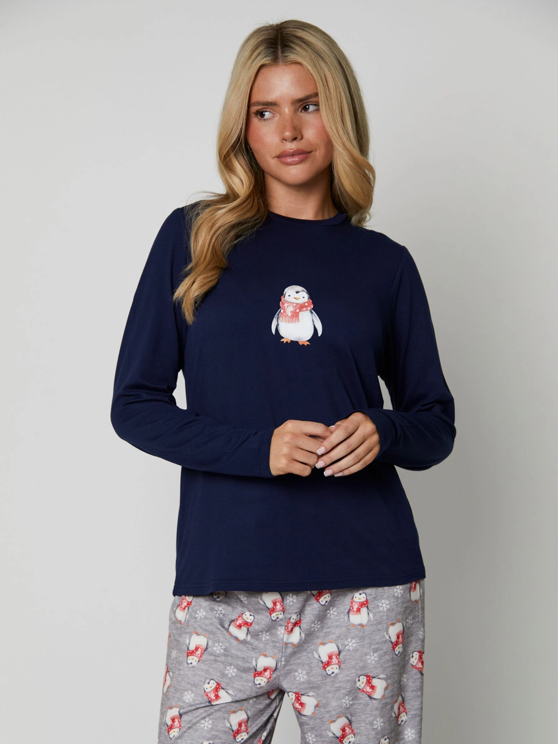 Loungeable Christmas Penguin Long Pyjama Set