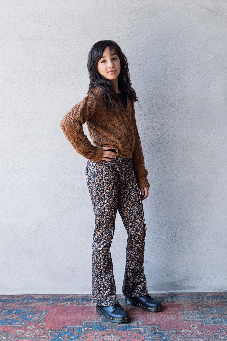 LOOXS bruine looxs flared broek 2233-5699
