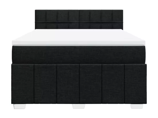 Sommier à lattes de lit avec matelas Noir 160x200 cm Tissu