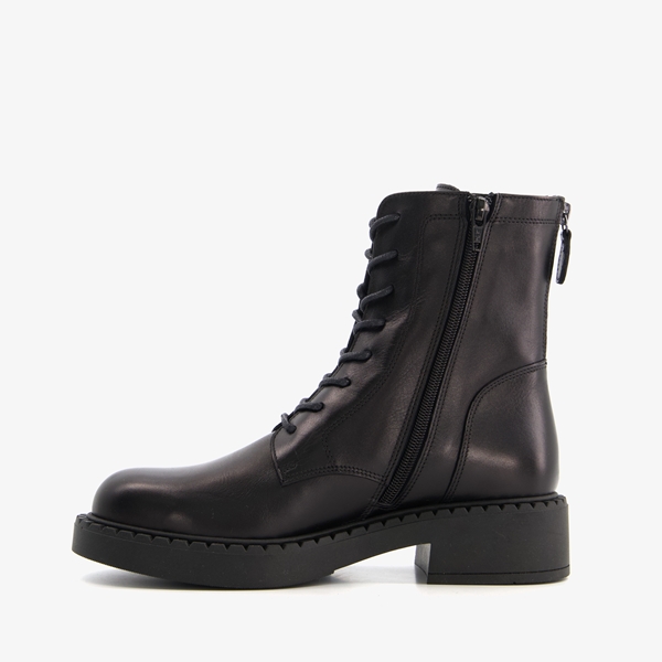 Harper leren dames veterboots met dubbele rits